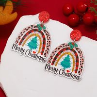1 Pair Funny Christmas Tree Snowman Painted Arylic Drop Earrings main image 7