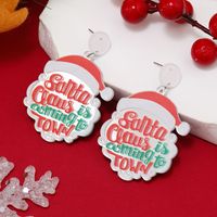 1 Pair Funny Christmas Tree Snowman Painted Arylic Drop Earrings main image 4