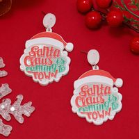 1 Pair Funny Christmas Tree Snowman Painted Arylic Drop Earrings main image 5