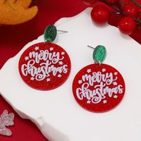 1 Pair Funny Christmas Tree Snowman Painted Arylic Drop Earrings main image 3