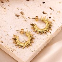1 Pair Streetwear Sun Plating Stainless Steel 18k Gold Plated Ear Studs main image 1