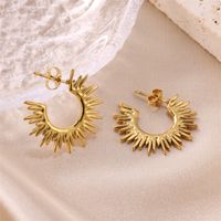 1 Pair Streetwear Sun Plating Stainless Steel 18k Gold Plated Ear Studs main image 4