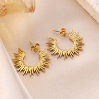 1 Pair Streetwear Sun Plating Stainless Steel 18k Gold Plated Ear Studs main image 2