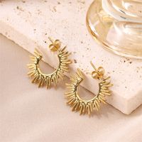 1 Pair Streetwear Sun Plating Stainless Steel 18k Gold Plated Ear Studs main image 3