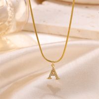 Sweet Simple Style Artistic Letter Stainless Steel Plating Inlay Artificial Diamond 18k Gold Plated Pendant Necklace sku image 2