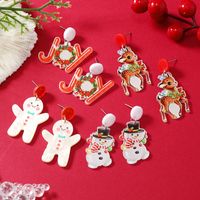 1 Pair Cartoon Style Snowman Painted Arylic Drop Earrings main image 10