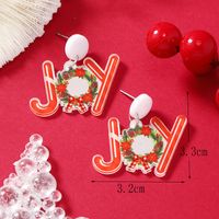 1 Pair Cartoon Style Snowman Painted Arylic Drop Earrings sku image 2