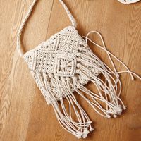 Women's Small Spring&summer Cotton Rope Polyester Solid Color Basic Square Zipper Straw Bag sku image 2