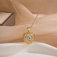 Sweet Commute Star Heart Shape Copper Plating Inlay Zircon 18k Gold Plated Pendant Necklace sku image 1