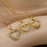 Sweet Commute Star Heart Shape Copper Plating Inlay Zircon 18k Gold Plated Pendant Necklace main image 1