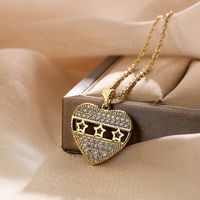 Sweet Commute Star Heart Shape Copper Plating Inlay Zircon 18k Gold Plated Pendant Necklace sku image 3