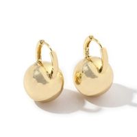 1 Pair Casual Simple Style Ball Polishing Copper K Gold Plated Hoop Earrings main image 5