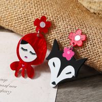 1 Pair Cute Animal Cartoon Character Painted Arylic Drop Earrings sku image 1