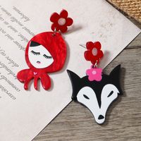 1 Pair Cute Animal Cartoon Character Painted Arylic Drop Earrings main image 2