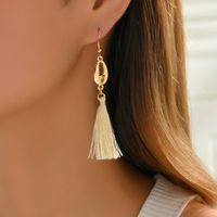 1 Pair Elegant Streetwear Shell Handmade Tassel Plating Alloy Gold Plated Drop Earrings main image 3