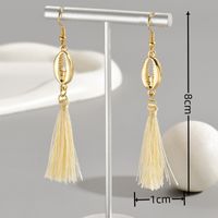 1 Pair Elegant Streetwear Shell Handmade Tassel Plating Alloy Gold Plated Drop Earrings main image 2
