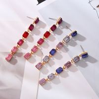 1 Pair Elegant Solid Color Inlay Alloy Rhinestones Drop Earrings main image 1