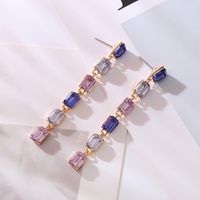 1 Pair Elegant Solid Color Inlay Alloy Rhinestones Drop Earrings main image 5