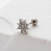 1 Piece Sweet Simple Style Pentagram Flower Butterfly Plating Inlay Copper Zircon Cartilage Earrings sku image 2