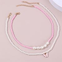 Cute Sweet Butterfly Artificial Pearl Beaded Layered Women's Necklace main image 1