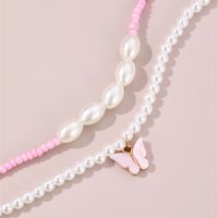 Cute Sweet Butterfly Artificial Pearl Beaded Layered Women's Necklace main image 3