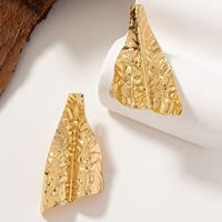 1 Pair Lady French Style Irregular Plating Pleated Alloy 14k Gold Plated Ear Studs main image 3