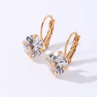 1 Pair Elegant Simple Style Shiny Round Plating Inlay Copper Zircon Rhodium Plated Ear Studs main image 2