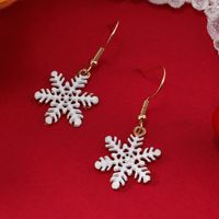 1 Pair Cute Snowflake Enamel Hollow Out Alloy Gold Plated Drop Earrings main image 4