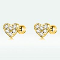 1 Pair Glam Romantic Heart Shape Inlay Sterling Silver Zircon Ear Studs sku image 1