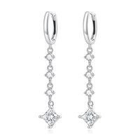 1 Pair Romantic Shiny Rhombus Inlay Sterling Silver Zircon Drop Earrings sku image 1