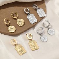 1 Pair Commute Human Face Sun Plating Stainless Steel 18K Gold Plated Drop Earrings main image 1