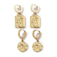 1 Pair Commute Human Face Sun Plating Stainless Steel 18K Gold Plated Drop Earrings main image 2