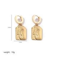 1 Pair Commute Human Face Sun Plating Stainless Steel 18K Gold Plated Drop Earrings sku image 4