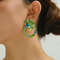 1 Pair Retro Luxurious Ethnic Style Round Flower Layered Hollow Out Inlay Zinc Alloy Glass Ear Studs main image 9