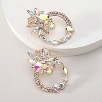 1 Pair Retro Luxurious Ethnic Style Round Flower Layered Hollow Out Inlay Zinc Alloy Glass Ear Studs main image 2