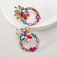 1 Pair Retro Luxurious Ethnic Style Round Flower Layered Hollow Out Inlay Zinc Alloy Glass Ear Studs main image 5