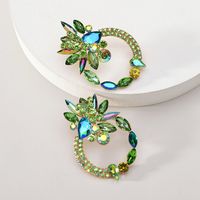 1 Pair Retro Luxurious Ethnic Style Round Flower Layered Hollow Out Inlay Zinc Alloy Glass Ear Studs main image 4
