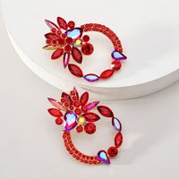 1 Pair Retro Luxurious Ethnic Style Round Flower Layered Hollow Out Inlay Zinc Alloy Glass Ear Studs main image 3