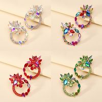 1 Pair Retro Luxurious Ethnic Style Round Flower Layered Hollow Out Inlay Zinc Alloy Glass Ear Studs main image 11