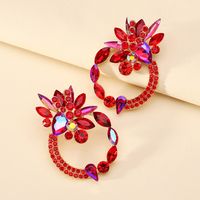 1 Pair Retro Luxurious Ethnic Style Round Flower Layered Hollow Out Inlay Zinc Alloy Glass Ear Studs sku image 3