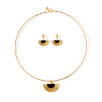 Wholesale Ig Style Simple Style Semicircle Stainless Steel Enamel Plating 18k Gold Plated Earrings Necklace main image 3