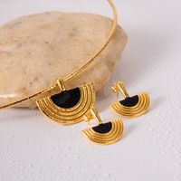 Wholesale Ig Style Simple Style Semicircle Stainless Steel Enamel Plating 18k Gold Plated Earrings Necklace main image 6