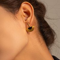 Großhandel Ig-stil Einfacher Stil Halbkreis Rostfreier Stahl Emaille Überzug 18 Karat Vergoldet Ohrringe Halskette main image 5