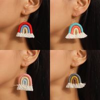 1 Pair Simple Style Rainbow Knit Zinc Alloy Drop Earrings main image 4