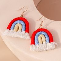 1 Pair Simple Style Rainbow Knit Zinc Alloy Drop Earrings main image 6
