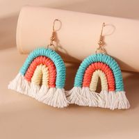 1 Pair Simple Style Rainbow Knit Zinc Alloy Drop Earrings main image 7