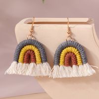 1 Pair Simple Style Rainbow Knit Zinc Alloy Drop Earrings main image 9