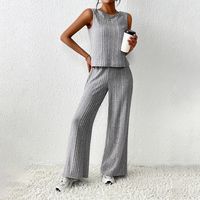 Daily Street Women's Casual Solid Color Spandex Polyester Pants Sets Pants Sets sku image 1