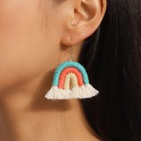 1 Pair Simple Style Rainbow Knit Zinc Alloy Drop Earrings sku image 3