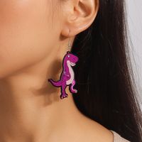 1 Pair Cute Dinosaur Printing Zinc Alloy Drop Earrings sku image 1